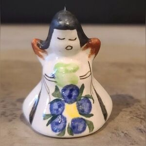 Vintage Miniature Hand Painted Ceramic Angel Bell Ornament [ Read Details ]